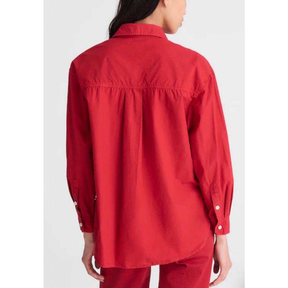 NWT Madewell The Easy Shirt in Poplin Cherry Red Button-Up Oversized Cotton M - Picture 3 of 10